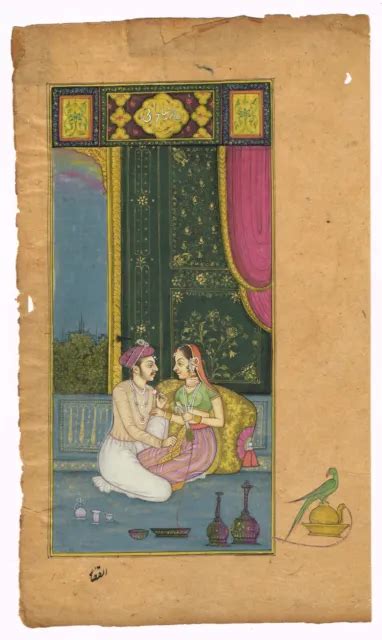 MUGHAL MINIATURE PAINTING Of King Akbar & Jodha Bai In Love Art 5.5x9.5 Inches $683.99 - PicClick