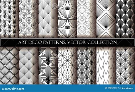 Art Deco Wallpapers Collection. Black and White Seamless Patterns Stock ...