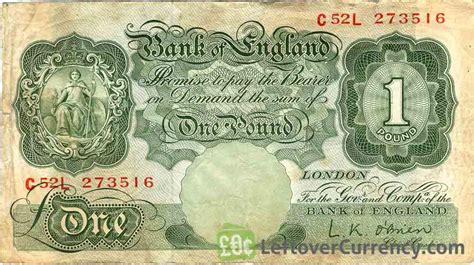 Bank of England 1 Pound (Britannia type green) - exchange yours