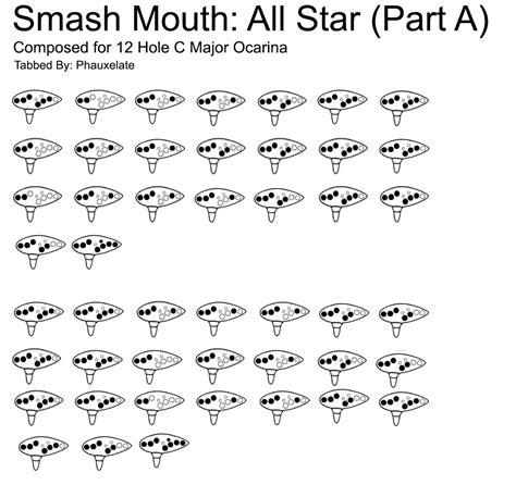 I Converted Smash Mouth: All Star to an Ocarina Tab Music Sheet | Ocarina tabs, Ocarina music ...