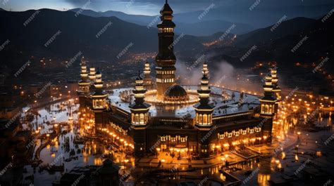 Premium AI Image | A photo of Mecca from an aerial view the clock tower ...