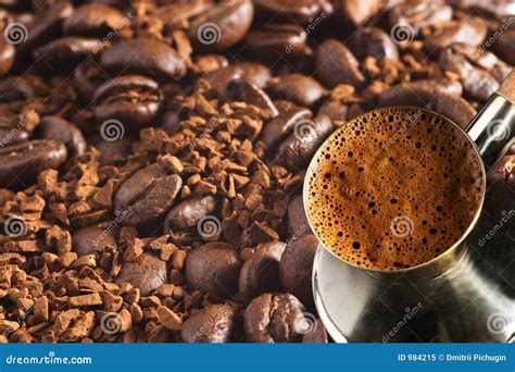 Turkish Coffee-pot Over Coffee Background Stock Image - Image of ...