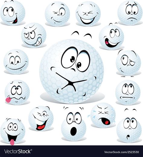 golf ball cartoon isolated on white with many facial expressions. Download a Free Preview or ...