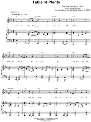 "Table of Plenty" Sheet Music - 3 Arrangements Available Instantly ...