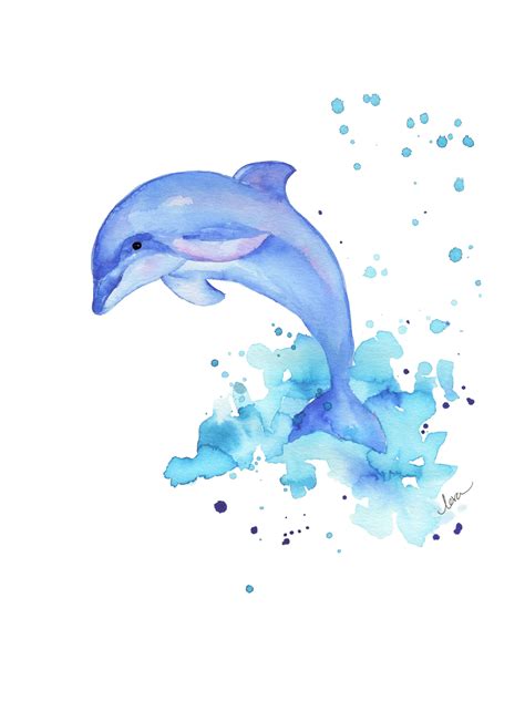 Print of original watercolor painting Unframed Dolphin | Etsy | Dolphin art, Dolphin painting ...