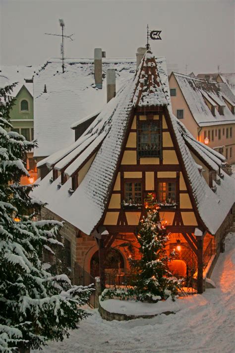 bluepueblo: Snowy Night, Rothenburg, Germany ...