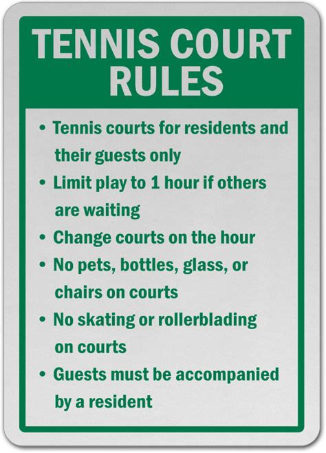 Tennis Court Rules Sign F7749 - by SafetySign.com