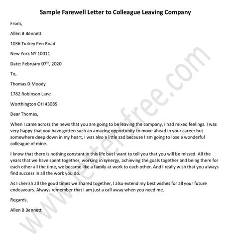 Funny Farewell Letter To Coworkers - 11 Best Farewell Letter Samples For Boss Client Colleagues ...