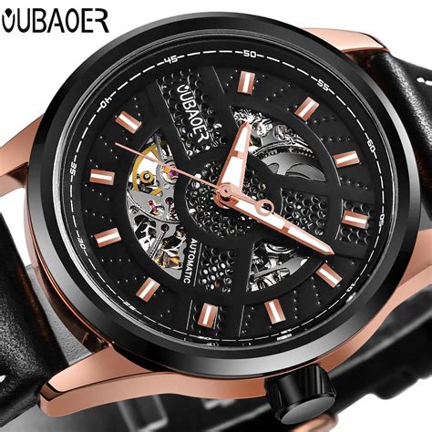 Aliexpress.com : Buy OUBAOER Top Brand Luxury Automatic Mechanical Watch Men Leather Luminous ...