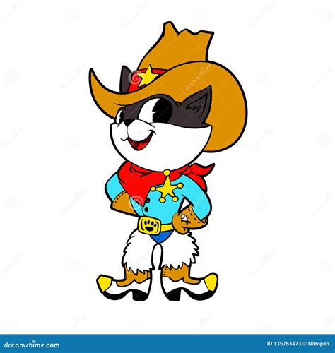 Cowboy cat stock illustration. Illustration of animal - 135763473