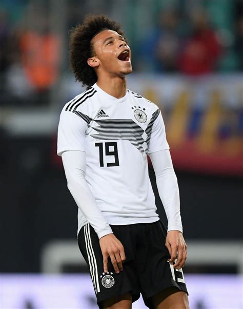 LEIPZIG, GERMANY - NOVEMBER 15: Leroy Sane of Germany reacts during the ...