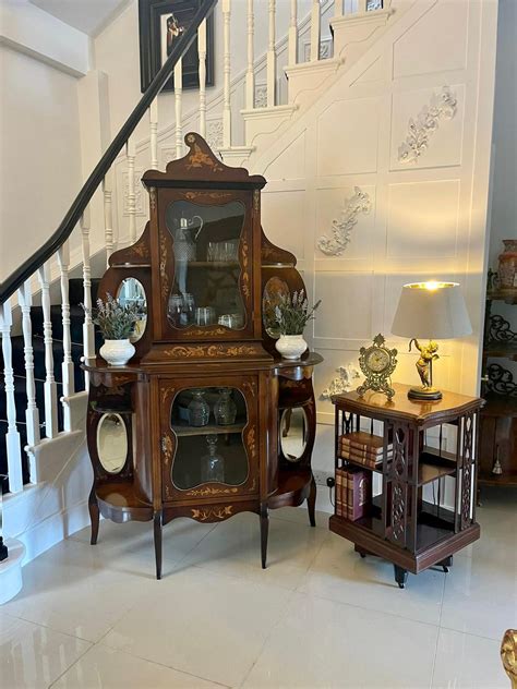 Antique Victorian Quality Marquetry Inlaid Mahogany Display Cabinet For ...