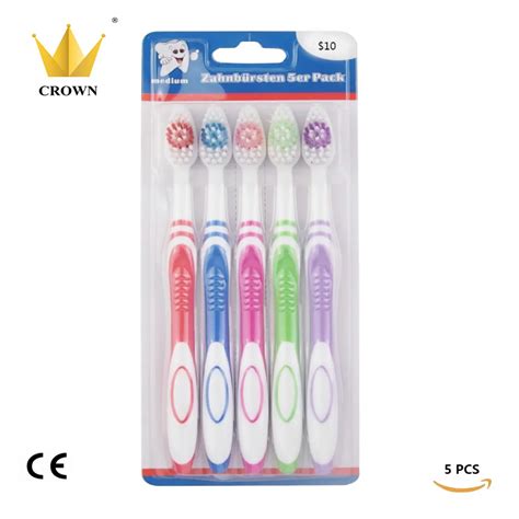 5PCS/lot Crown Toothbrush Oral Care Medium Nylon Bristles Colorful Special Packages -in ...