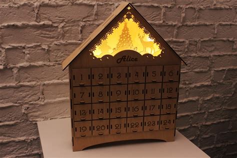 Personalized Advent Calendar With Lights-christmas Advent - Etsy