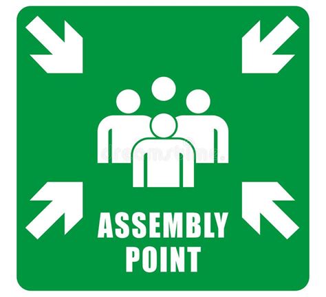 Emergency Evacuation Assembly Point Signboard. Green Color. Safety Warning Plate Vector. Warning ...