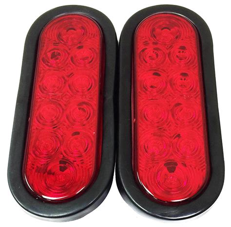 Set of 2 Red 6" Oval 10 LED Trailer Stop/Turn/Tail Light w/Grommet and Plugs - 24004 - Walmart.com