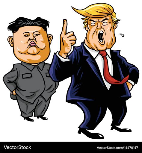 Donald trump with kim jong-un cartoon Royalty Free Vector