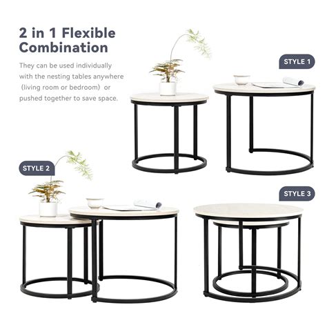 Miereirl Round Nesting Coffee Table Circle Accent Coffee Tables for ...