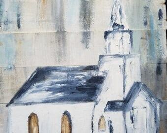 The Little White Church Original Acrylic Painting On Canvas