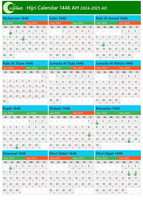 Islamic Calendar in Sierra Leone 1446, 2024-2025 (Hijri Calendar)