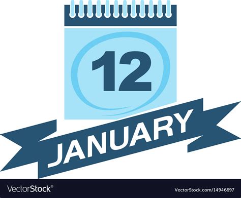 12 january calendar with ribbon Royalty Free Vector Image