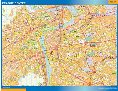 Prague downtown wall map | Wall maps of countries of the World