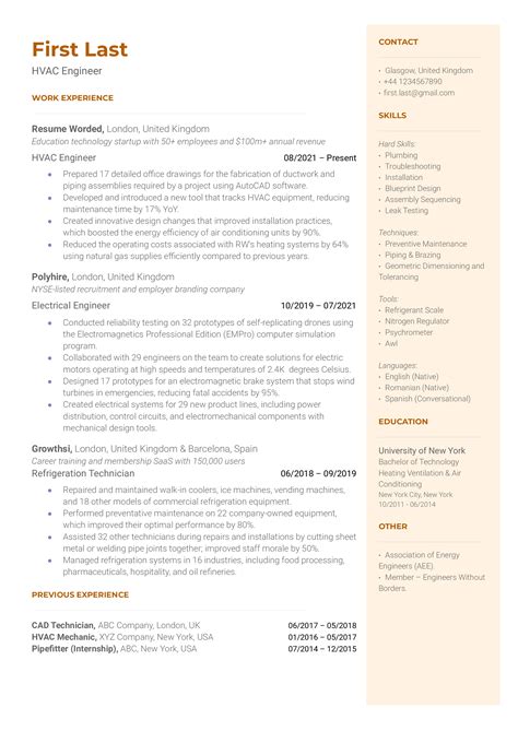 HVAC Engineer Resume Examples for 2025 | Resume Worded