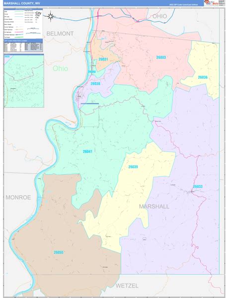 Marshall County, WV Wall Map Color Cast Style by MarketMAPS - MapSales