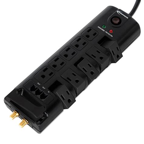 Surge Protector, 10 Outlets, 6 ft Cord, 2880 Joules, Black - Technology Essentials Innovera