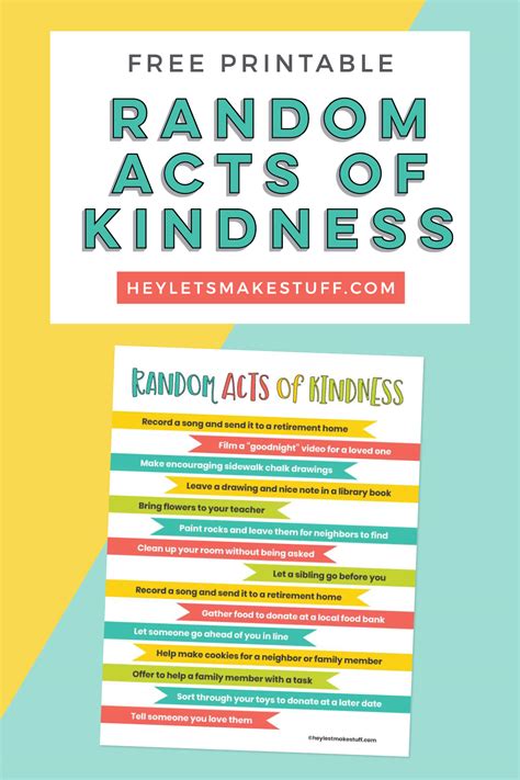 Random Acts of Kindness for Kids Printable - Hey Let's Make Stuff