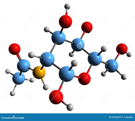 3D Image Of N-Acetylgalactosamine Skeletal Formula Royalty-Free Stock ...