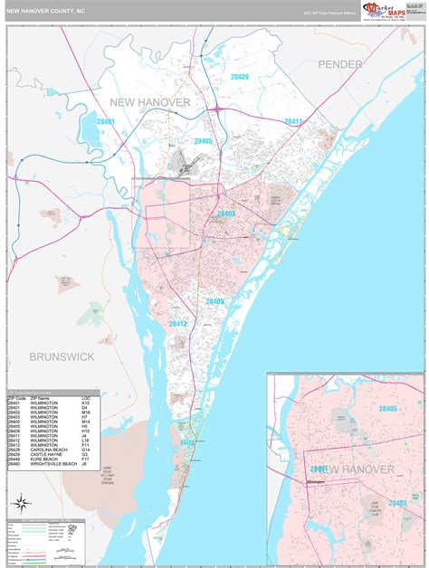 New Hanover County, NC Wall Map Premium Style by MarketMAPS