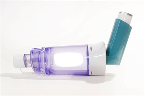 Asthma Inhaler With Chamber Stock Photo - Download Image Now - iStock