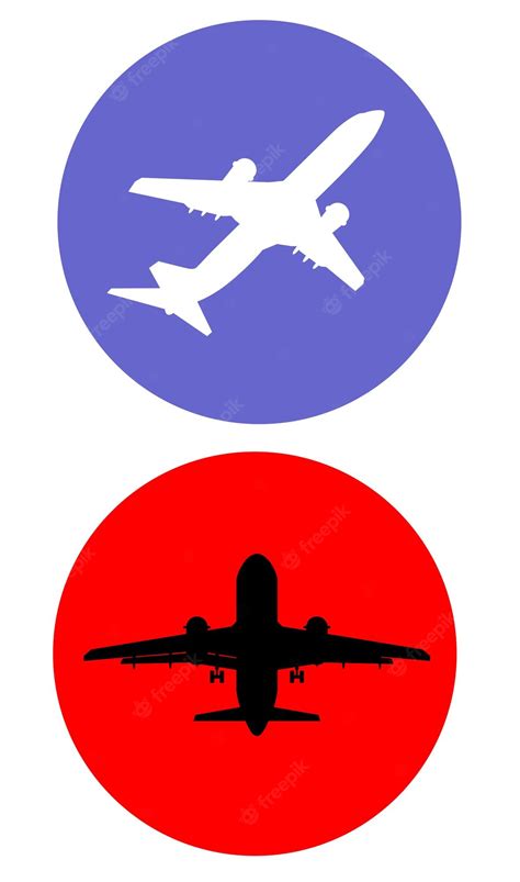 Premium Vector | A blue and red logo with a plane and a red circle with ...