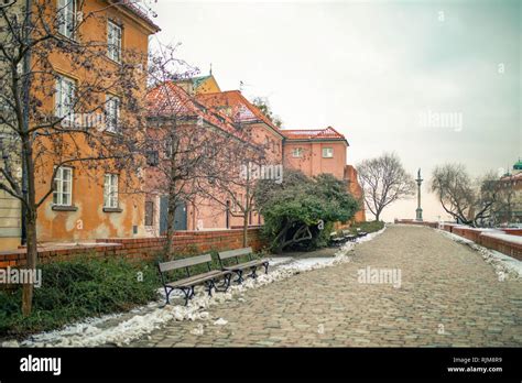 Warszawa / Poland - The rebuilt old town, winter in Warsaw Stock Photo ...