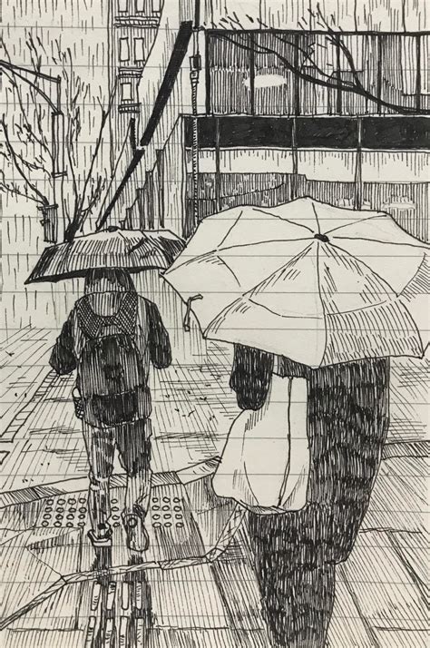 Raining day,005 fine line marker,7*10 : r/Art