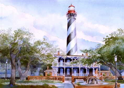 St. Augustine Lighthouse . watercolor illustration | Watercolor art prints, Watercolor landscape ...