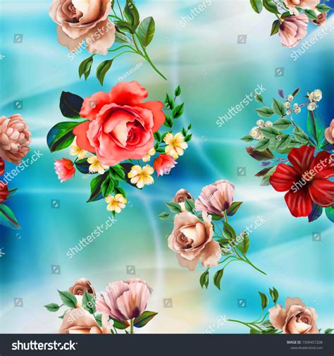 Tropical seamless pattern background with exotic flowers, palm leaves ...