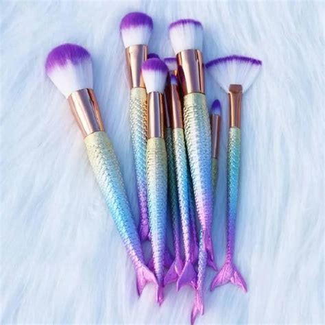 11pcs Mermaid Makeup Brushes Set Fantasy Eyebrow Blending | Etsy | Mermaid makeup brushes ...