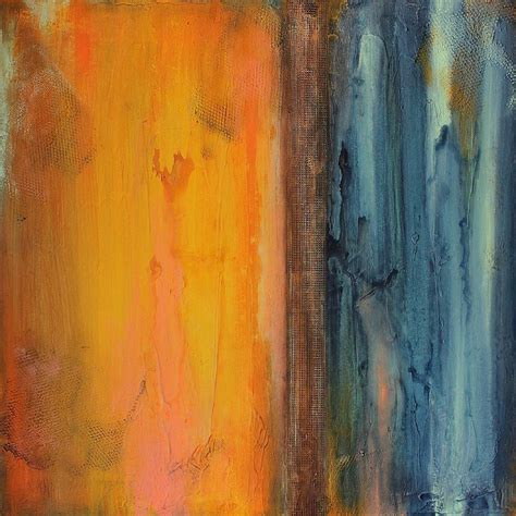 Orange And Blue Abstract Painting by Liz Moran