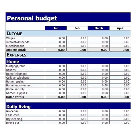 business budget template excel — excelxo.com