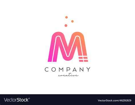 M pink alphabet letter logo with lines and dots Vector Image