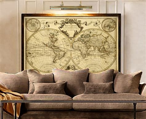 1720 Old World Map map art Historic Map Antique Style World Map wall ...