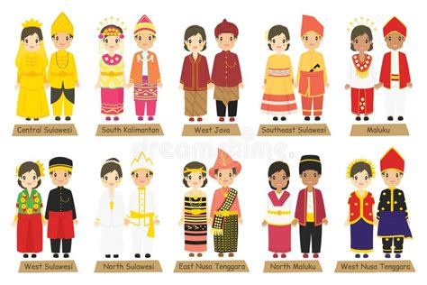 Indonesia Traditional Dress Vector Collection Stock Vector ...