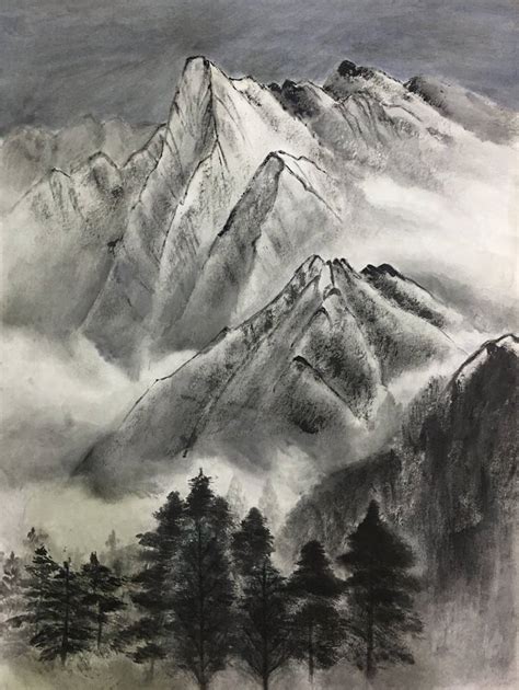 Snow mountain Drawing by Jo Na | Saatchi Art