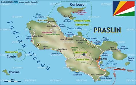 Map of Praslin (Island in Seychelles) | Welt-Atlas.de