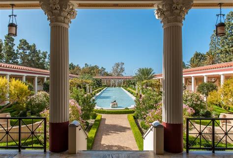 The Garden and Pool at the Getty Villa in Malibu, LA Editorial Stock Photo - Image of palace ...