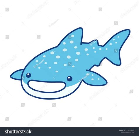 Cute Cartoon Whale Shark Drawing Funny Stock Vector (Royalty Free ...