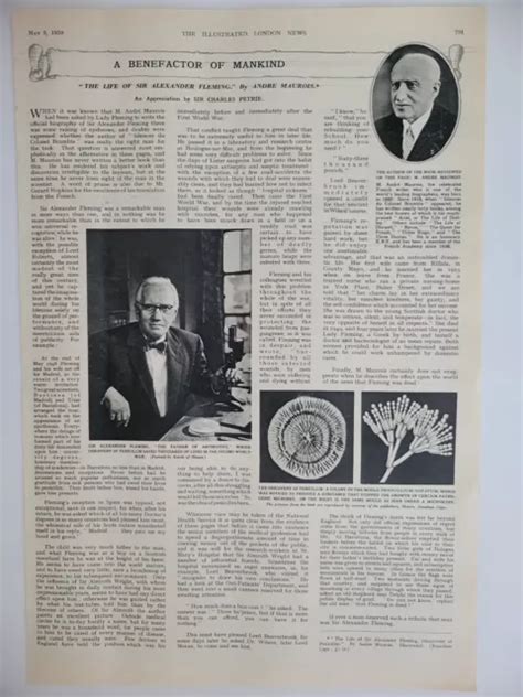 ALEXANDER FLEMING BIOGRAPHY Profile Penicillin Original 1959 ILN ~9.5x14" £18.68 - PicClick UK