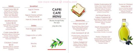 Online Menu of Capri Cafe Restaurant, Sacramento, California, 95834 - Zmenu